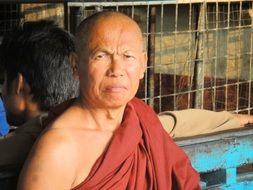 Monk Buddhist with a thoughtful look