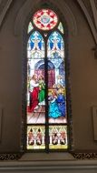 stained glass window on the windows of the church in the afternoon