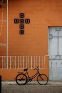 Parked bicycle near the church