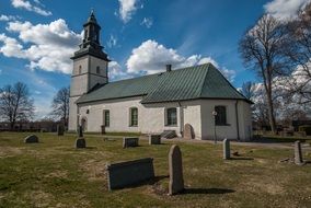 graveyard beside of assembly church from 1100s, sweden, knista
