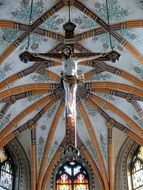 crucifix under the dome of the church