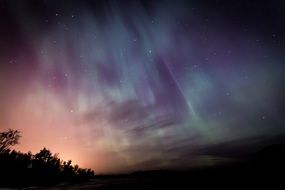 northern lights on the starry sky