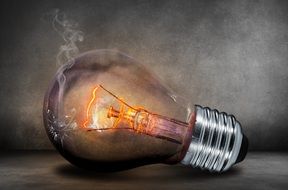 light bulb with smoke
