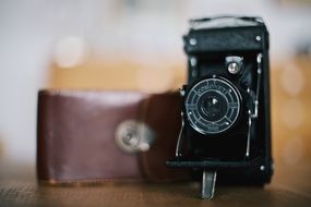 Vintage camera is in retro style
