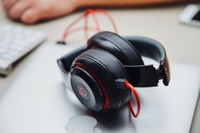 headphones connected to laptop