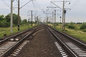 wide railway way road for an electric train