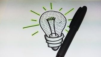 idea pen light bulb drawing