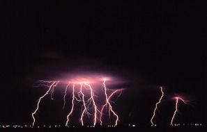 landscape of the thunderstorm at night