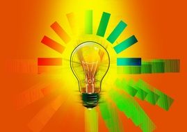 light bulb and colorful rays