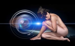 clipart of the camera and naked woman