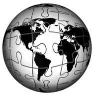 drawn black and white globe puzzle