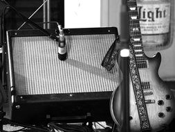 black and white photo of musical instruments