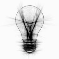 Abstract light bulb painted by pencil