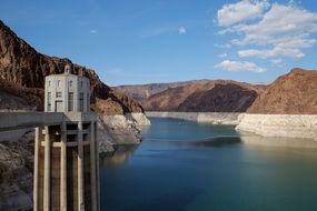 hoover dam at scenic mountains, usa, nevada