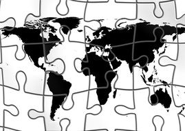 globe puzzle black and white