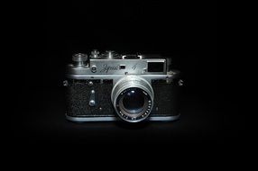 retro camera on a black background