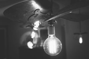 Black and white photo of lighting light bulb