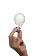 light bulb in hand on white background