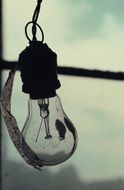 Electric light bulb on wire