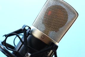 microphone on a blue background