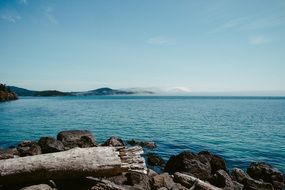ocean tide on a rocky shore