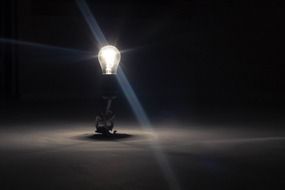 bright light bulb in the dark