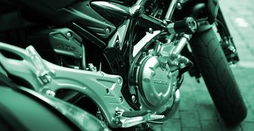 motorcycle motor silver cylinder