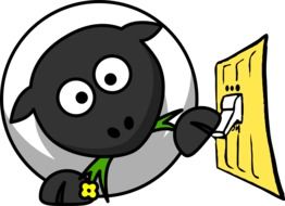 a sheep near a power switch