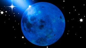 Picture of blue moonlight in space