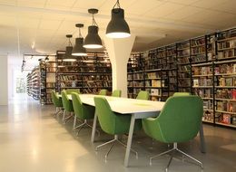 bright, cozy library hall