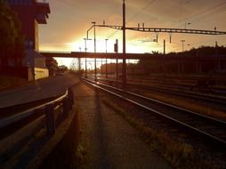 railway station at night