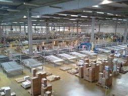 panoramic view of a large factory warehouse