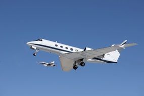 private jet flies in the sky