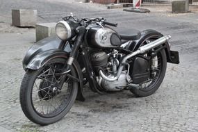 black motorcycle on a city street