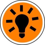 Black, orange and white electric light lamp icon