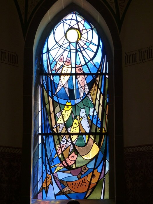 drawing on the window in the church