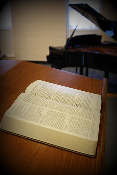 open bible in church