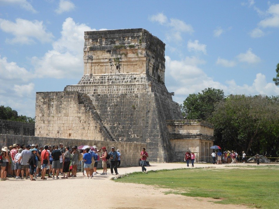 people near Coba temple in Mexico