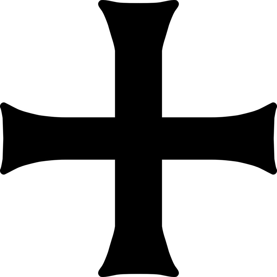 black cross with equal sides on white background