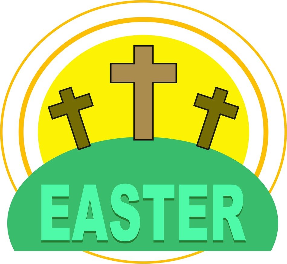 crosses over the inscription 'easter' as a graphic image