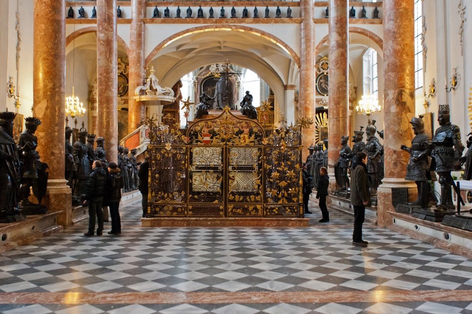 bronze statues in the church in Innsbruck