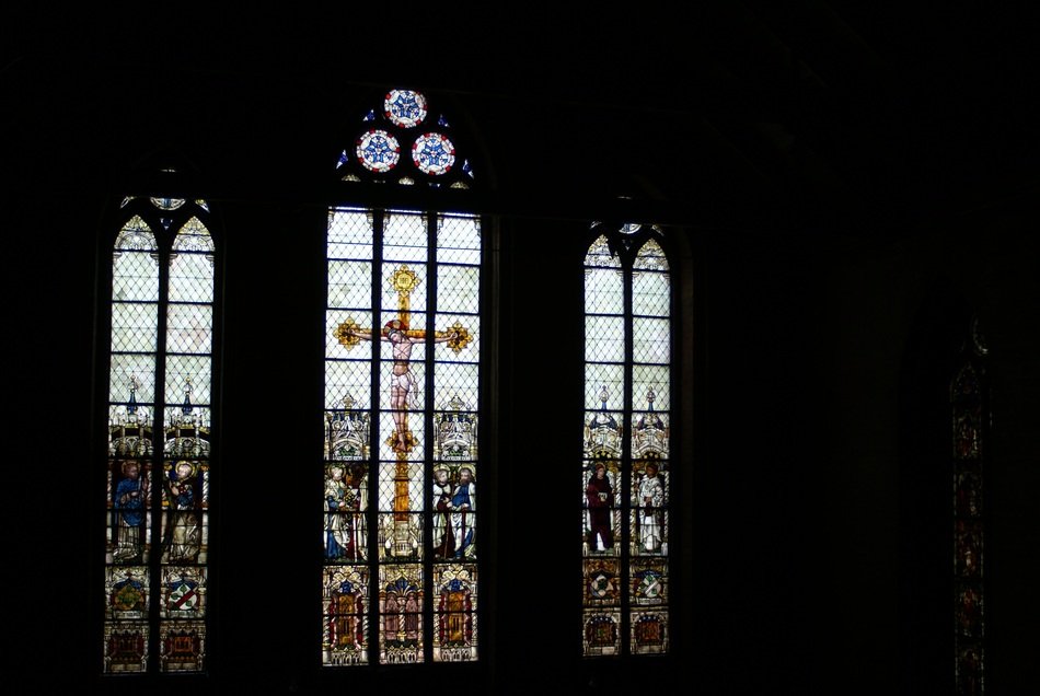 vintage window with a pattern of a cross