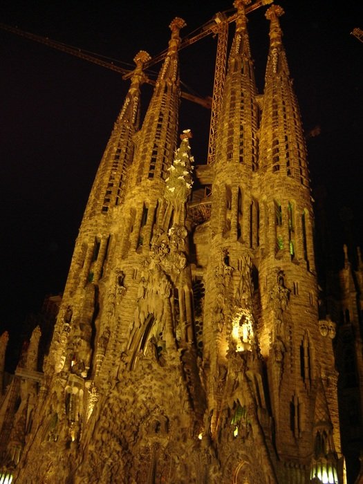 sagrada familia church at night time