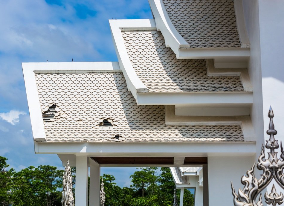 damaged roof of White Temple, Thailand