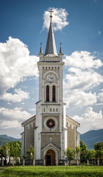 catholic cathedral near green field