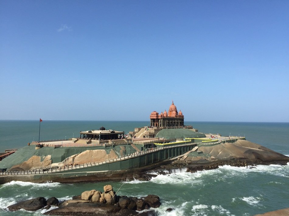 landscape of temple on the coast in Kanyakumari