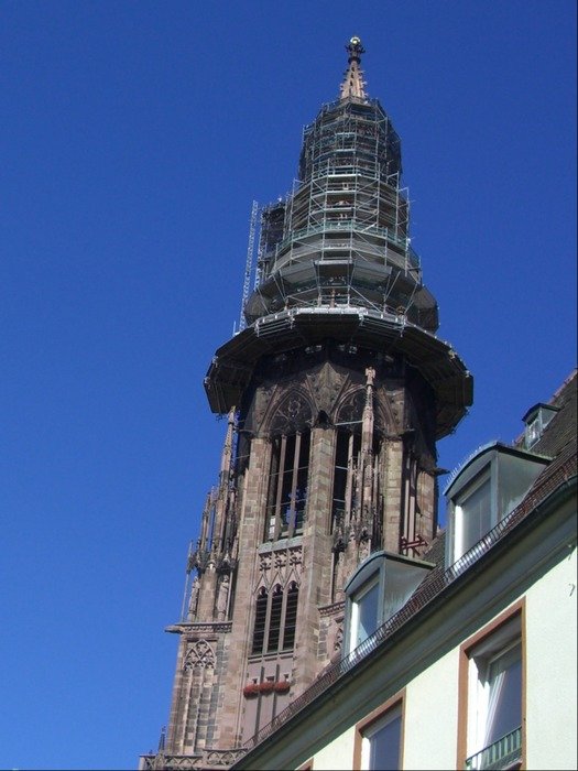 tower on a church in freiburg