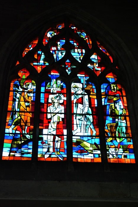 church window with a picture on it