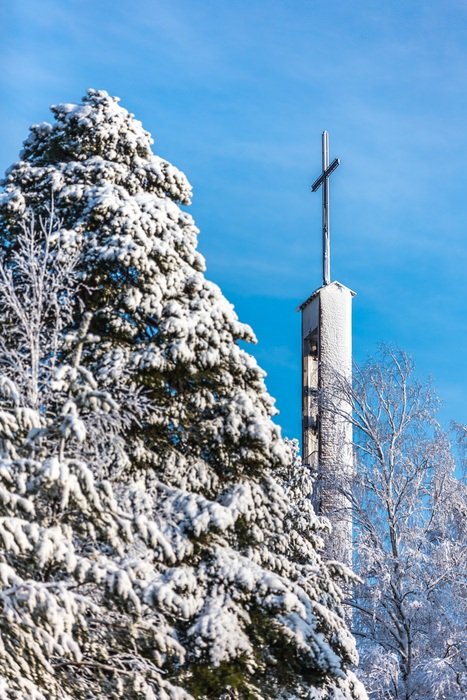 outdoor cross in winter