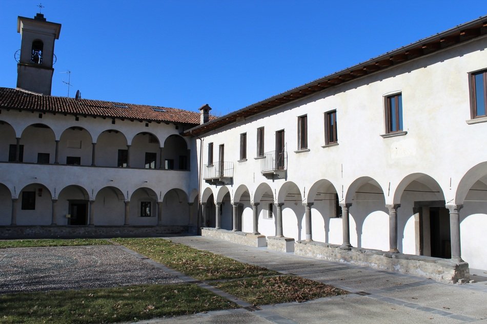 courtyard of the monastery of Maria del Lavello, lombardy, italy